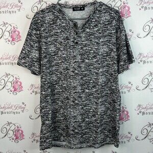 YTD exclusive style tshirt heathered button Black and White Short Sleeve Shirt
